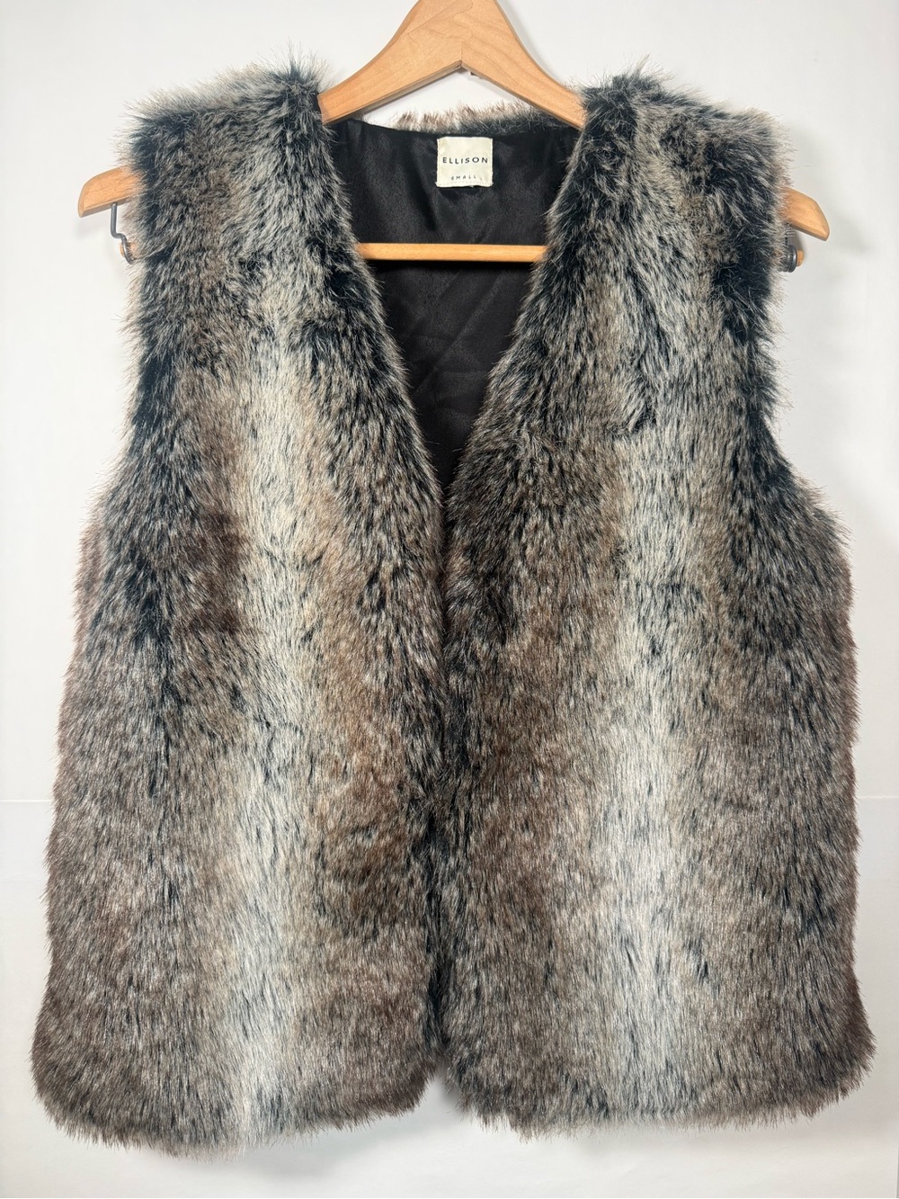 Ellison Gray Brown Faux Fur Vest Women’s Small